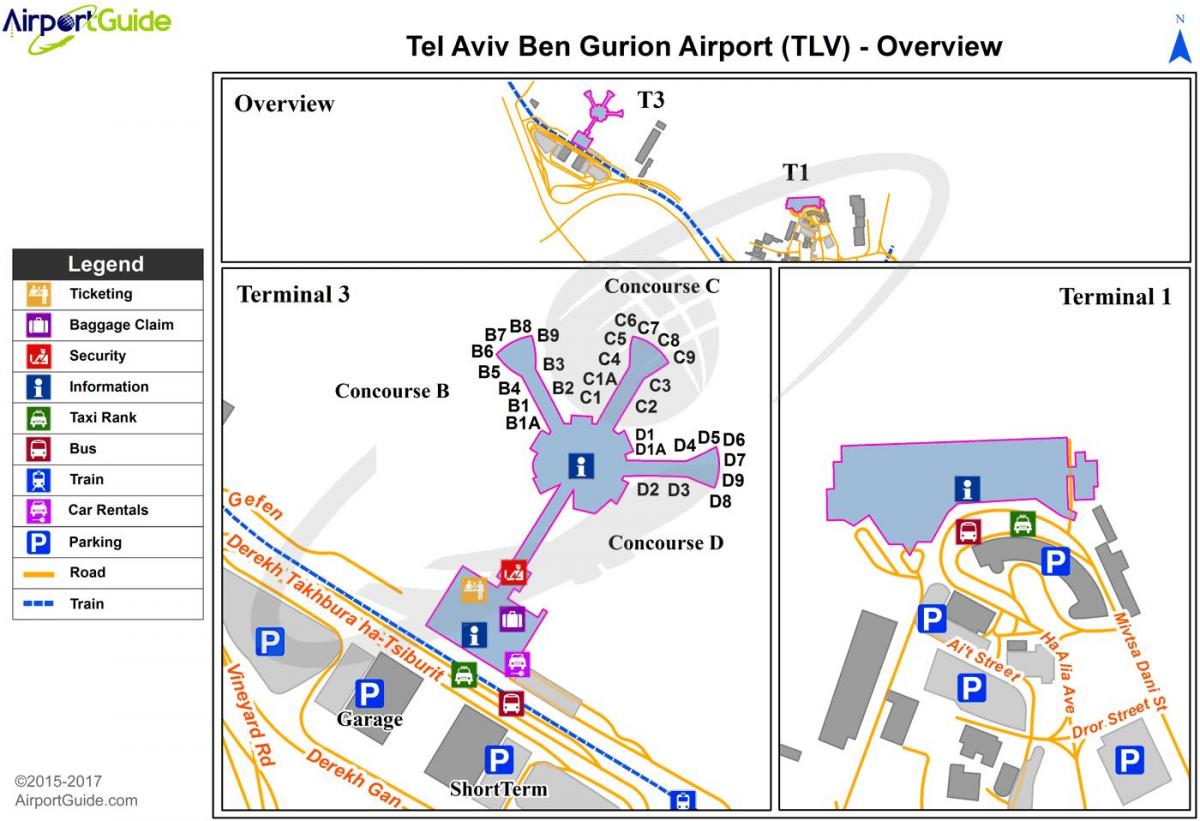 տերմինալը, Բեն-Գուրիոն օդանավակայանի 3 քարտեզի վրա