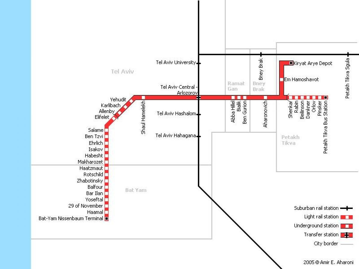 Թել-Ավիվ մետրոյի քարտեզ 
